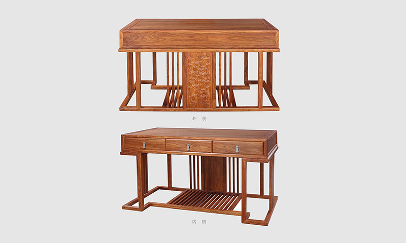 德宏 别墅中式家居书房装修实木书桌效果图
